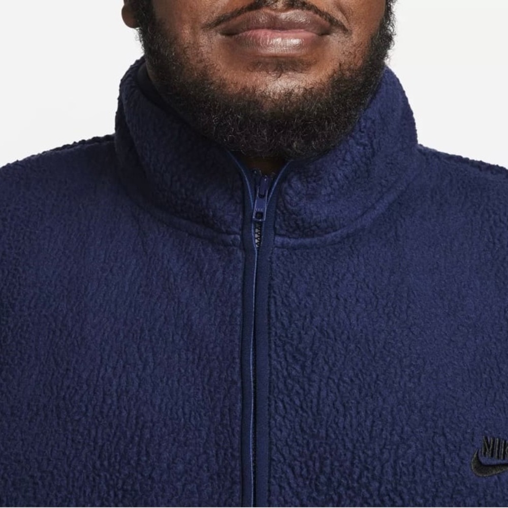 Nike Club Fleece Sherpa Winterized Navy Blue Full Zip Jacket Men’s Large - Picture 3 of 13
